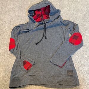 Gray and Red Plaid Men's Hoodie